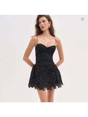 For Love & Lemons Black Lace Sweetheart Mini Dress